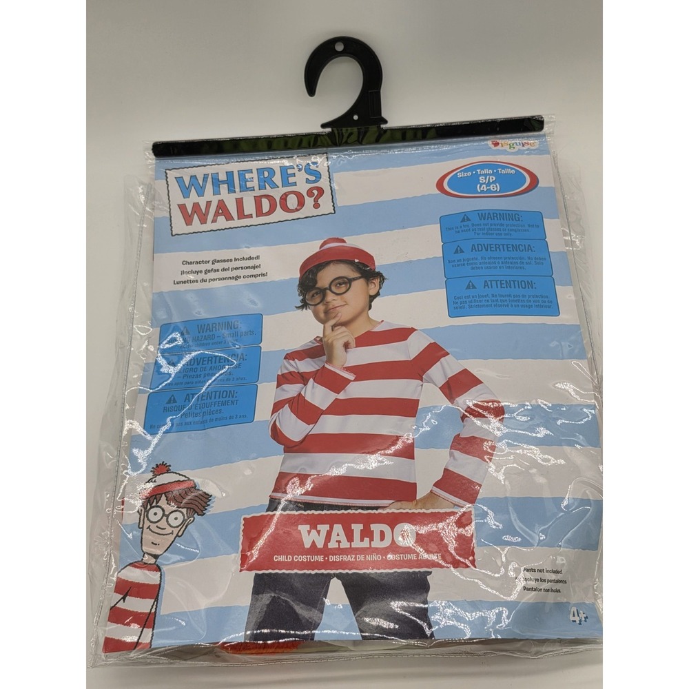 *New* Where's Waldo Child Waldo Costume Size S (4-6)
